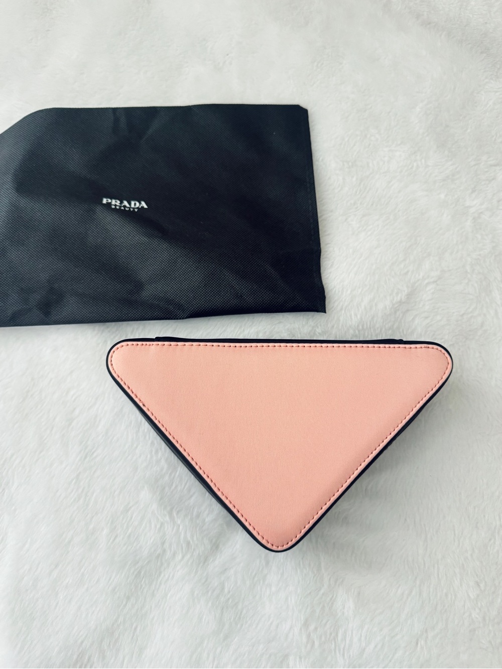 Prada Beauty Pink and Black Triangle Cosmetic Pouch/ New with dust bag - Picture 3 of 4